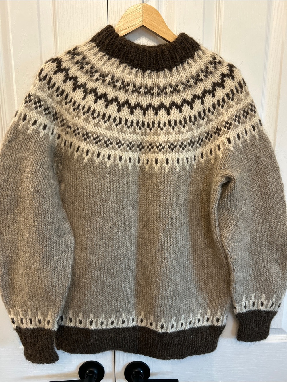 Handmade Icelandic Lopapeysa Style Afmaeli Wool Sweater Fair Isle M